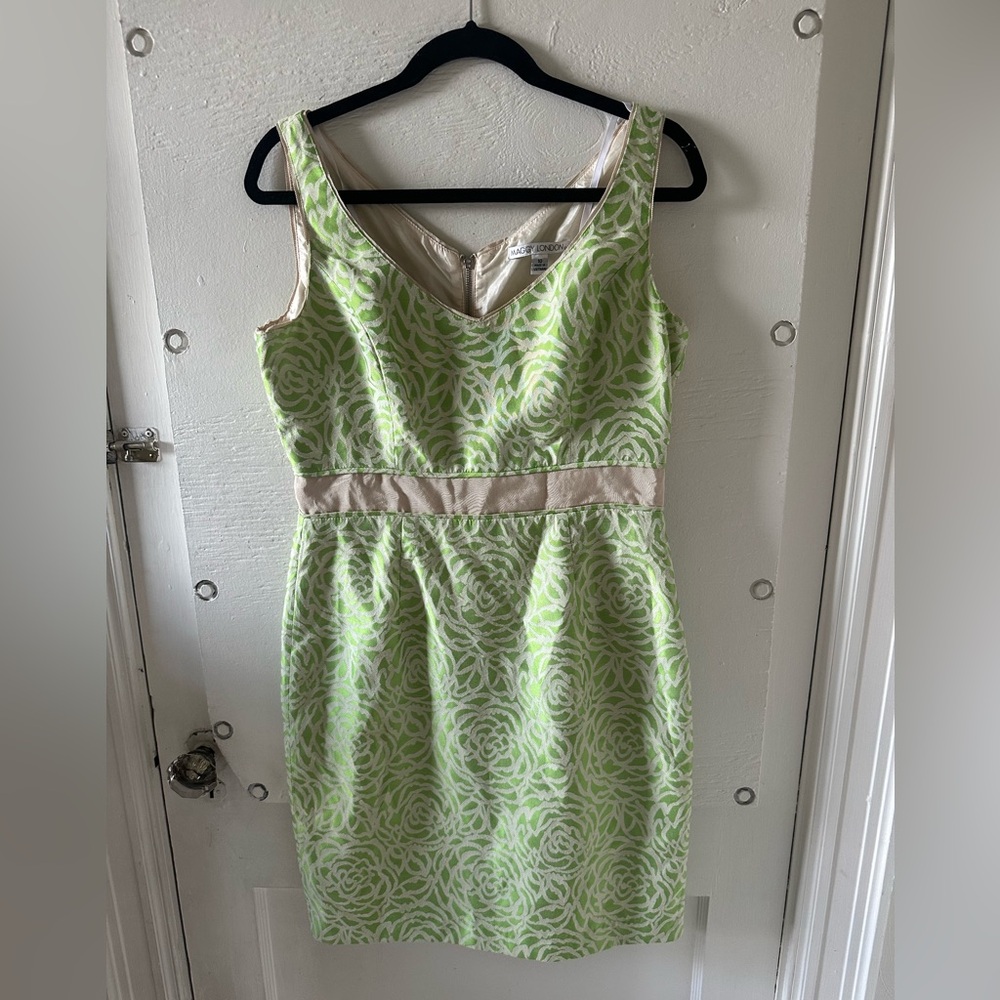 Maggy London Lime Green and Crème Dress